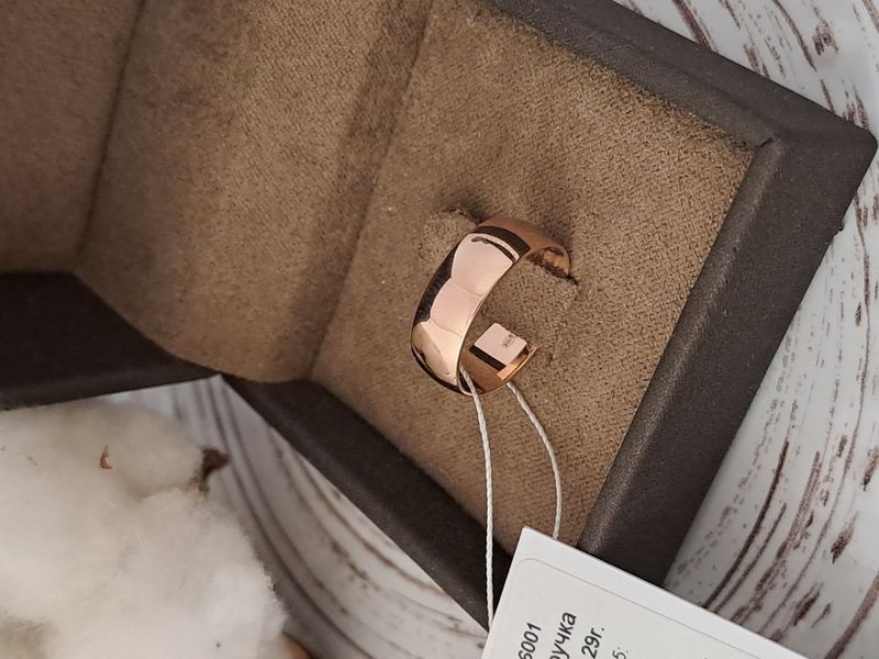 Срібна обручка гладка класична з позолотою Європейка, 6 мм ширина, 15 розмір 6001поз-3 фото